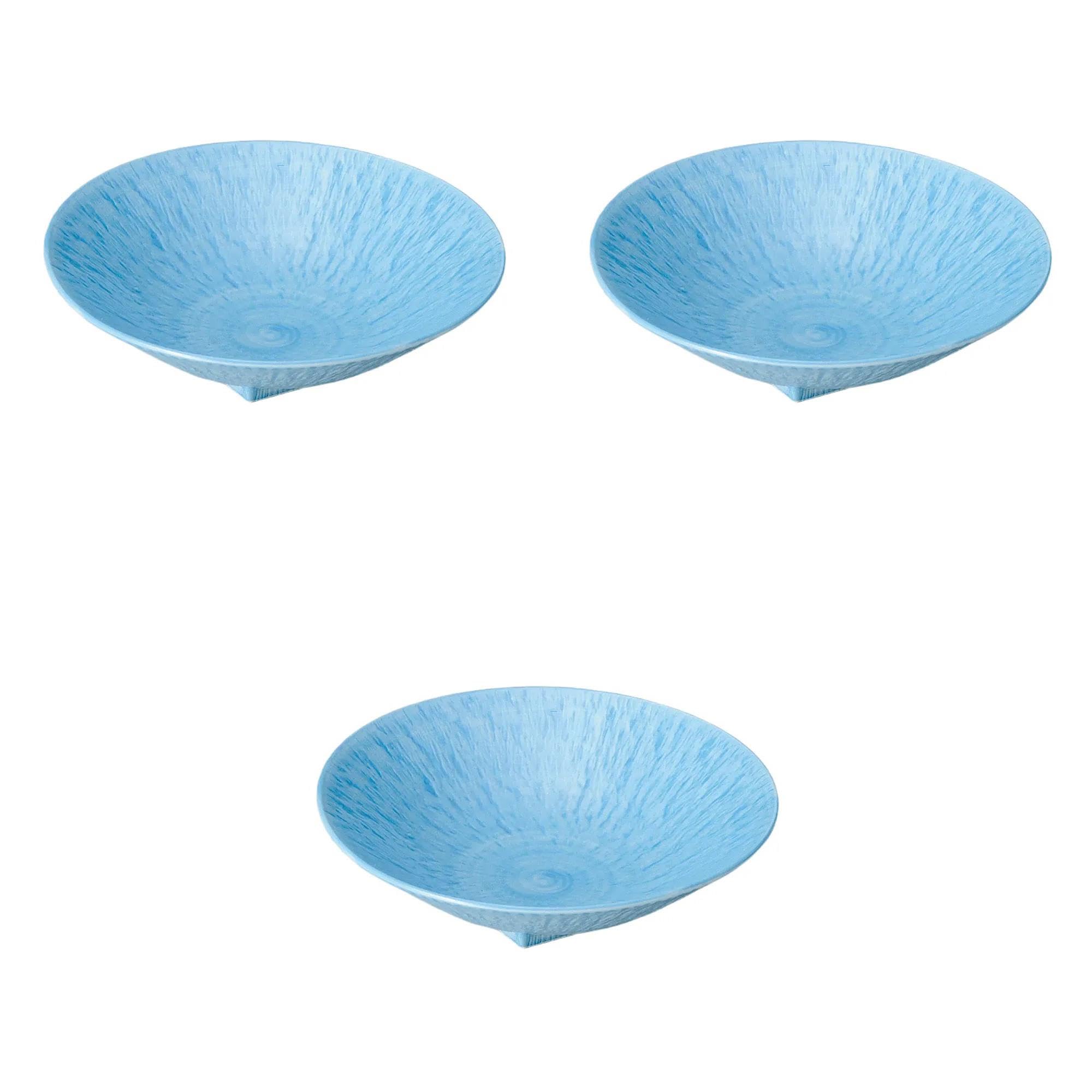

Set of 3 Light Blue and Chiri Round Plates x Medium Bowl Setomonohonpo (Small) [17 4.5cm] светло-синий