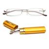 Unisex Reading Glasses With Pen Tube Case Portable Presbyopic Glasses Metal Case Spring Hinge Eyeglasses Vision Care +125+175