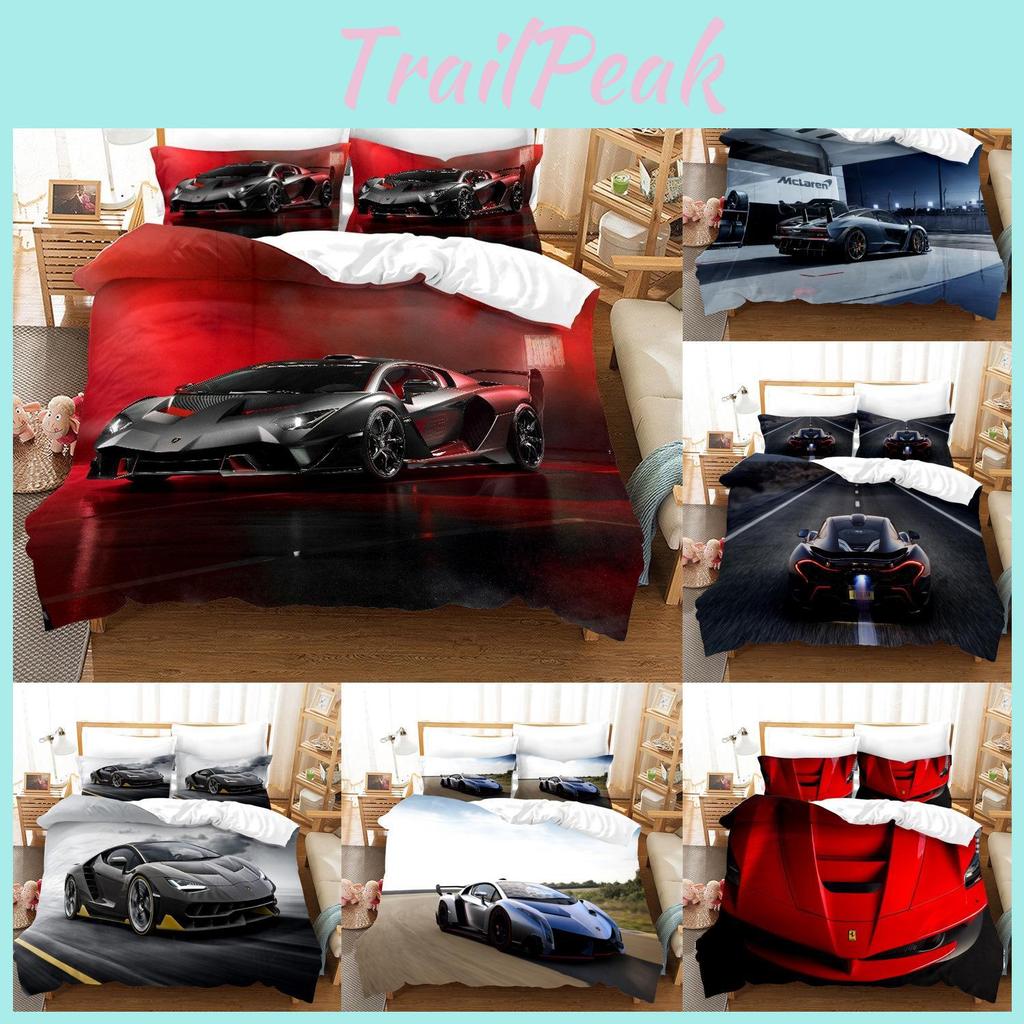 Bettwäsche-Set mit Sportwagen-Musterdruck und Flanellmaterial für Teenager-Schlafkomfort