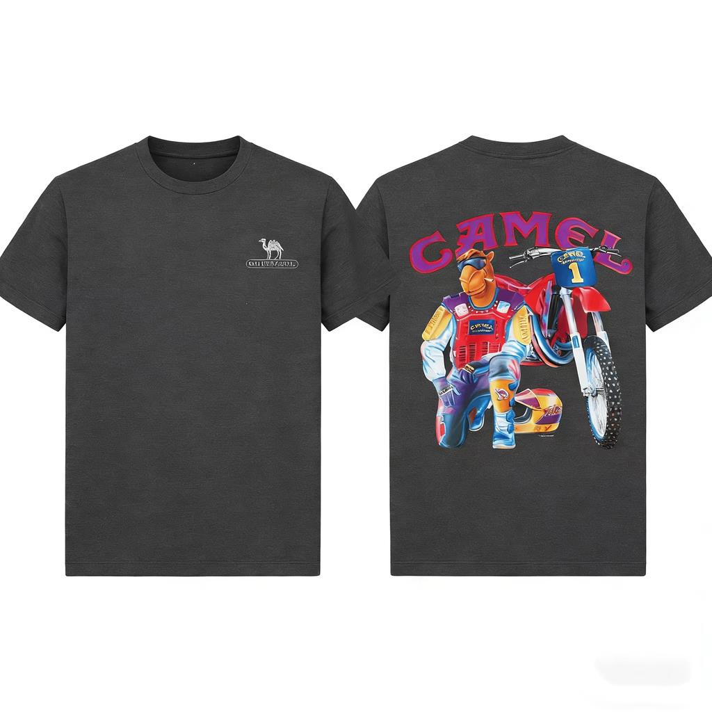 Camel Smokercross Printed Oversized TShirt 2026 Summer Unisexs Unisexs Luxury Casual Tees Unisexs Streetwear Y2k Unisex Fashion Top