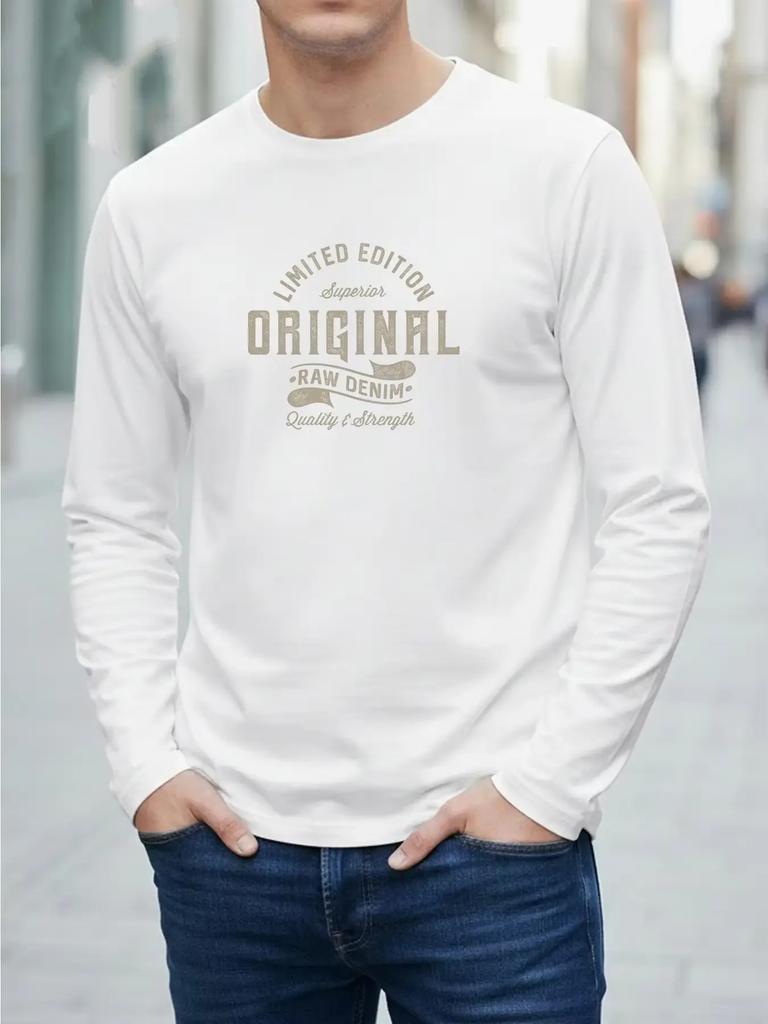 Men's and Women's Long Sleeved T-shirt with Autumn Creative Letter Printing, Comfortable and Breathable Fabric