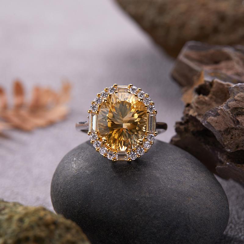 Original Design Does Not Fade Niche High Sense S925 Sterling Silver 18K Natural Citrine Lucky Treasure Ring Women