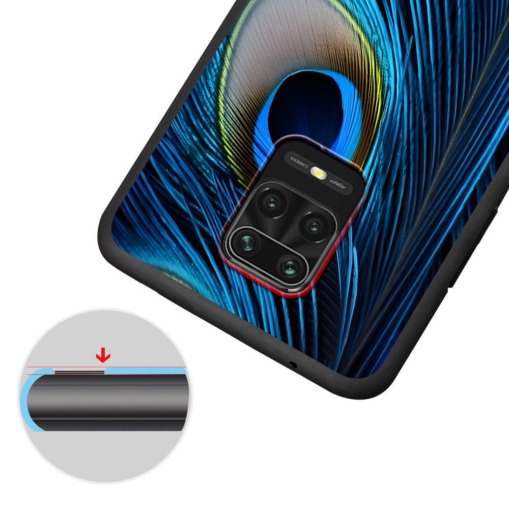 Peacock Feathers Case for Xiaomi Redmi Note 10 8 8T 9 10S 11S 11 7 12 12S 11E 13 Pro Plus Soft TPU Black Phone Cover