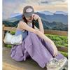 Womens High-Waisted Wide-Leg Cargo Pants Purple Loose Fit Quick-Dry Nylon Travel Hiking Trousers