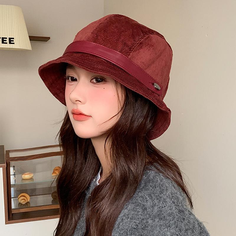 

Maillard Вельветовая шляпа рыбака Женская осенне-зимняя теплая защита ушей Маленькая шляпа-ведро Большая голова Шляпа-панама One Size