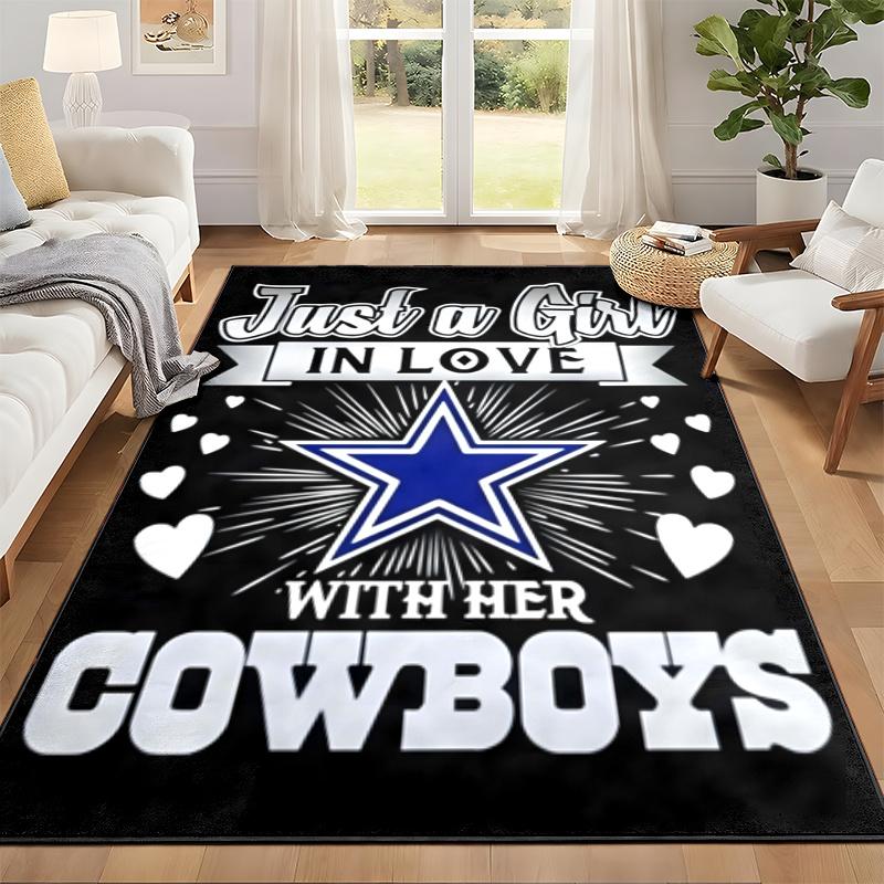 שטיח דלת Dallas Cowboys לסלון או לחדר שינה, שטיח מגן מתחת לכיסא, קישוט למשרד, מתנת חג המולד, מתנת יום הולדת