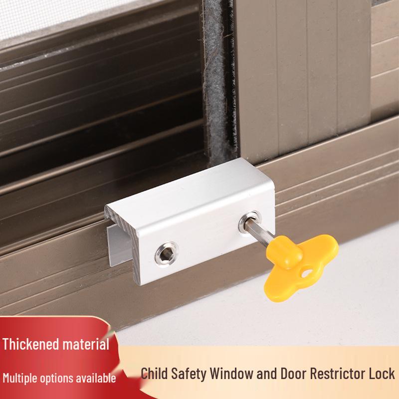Aluminum No-Drill Child Safety Lock for Doors and Windows