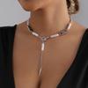 Vintage Pearl & Black Diamond Bow Y-Shape Necklace for Women
