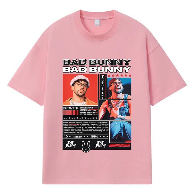 2026 Bad Bunny Printed Graphic Streetwear Y2k Harajuku Clothes 100% Cotton T Shirt Casual Oversized Summer Men T-shirt