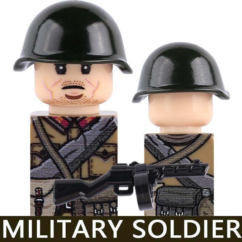 WW2 Military Soldier Figures Building Blocks Army Japanese Warrior Medical Nurse Officer Infantry Helmets UV Printed Bricks Toys