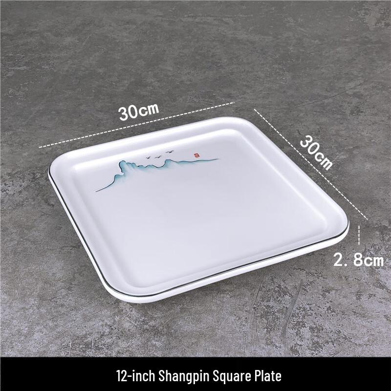 12-inch White Ceramic Square Dinner Plate Set