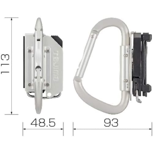 Tajima Safe System Detachable Tool Holder, Lightweight Aluminum, Large Carabiner, SFKHA-CL. Easy to attach and detach. Attaches to your belt later. Ea