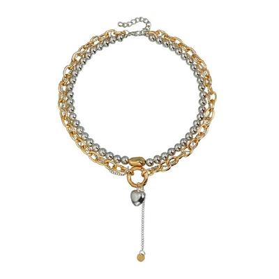 Unique Interlocked Heart Necklace Gold Silver Blended Pendant Layering Chain Jewelry Accessory For Everyday Wear