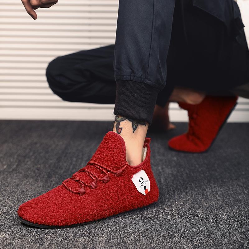 MAEDEF Winter Shoes Men's Warm Lace Up Lightweight Winter Casual Shoes Men Indoor Plush Bedroom House Cotton Shoe Men Warm Shoes