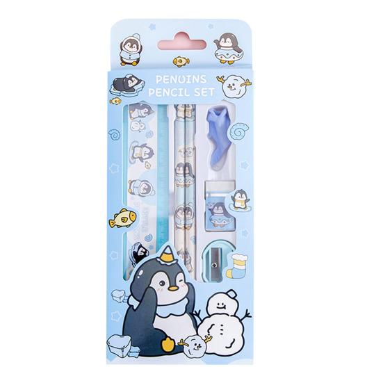 

6Pcs Student Stationery Gift Set with Cute Packaging Cartoon Pencil Kit for Kids Elementary School Supplies Classroom Prize Birthday Favor синий