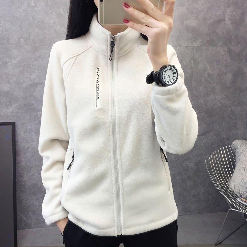 Casaco de lã de outono e inverno feminino casual casaco de lã gola alta cardigan grosso esportes ao ar livre quente com capuz top