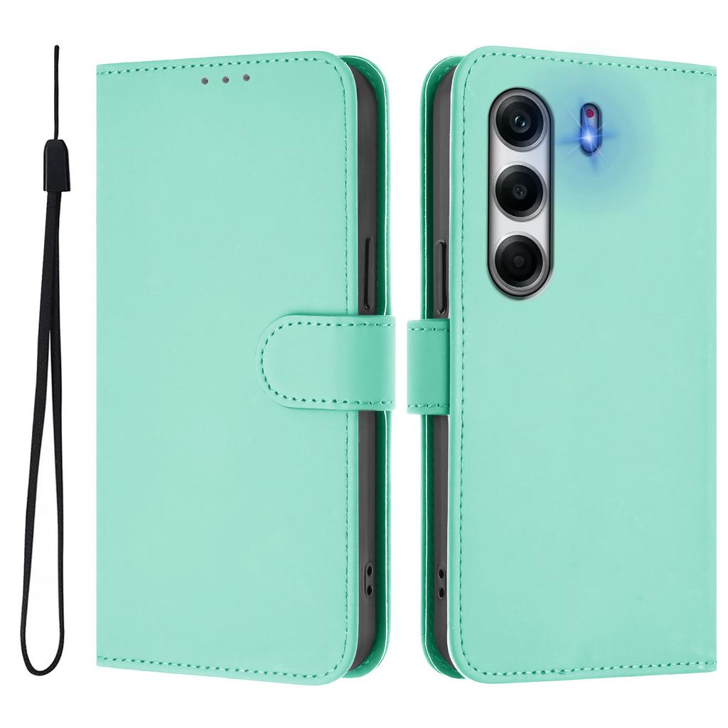 For TECNO Camon 40 Pro 4G Case Solid Color Wallet Leather Phone Cover with Strap