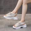 Fashion Shoes for Women 2024 Hot Sale Lace Up Women's Sandals Summer Open Toe Breathable Mesh Solid Platform Casual Comfortable Sandals
