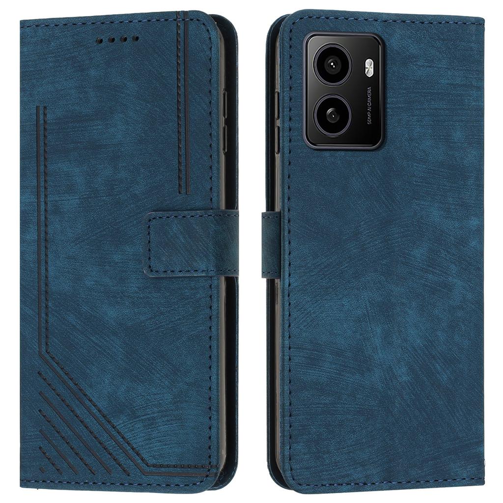 For HMD Pulse/Pulse+/Pulse Pro Case Imprinted Lines Leather Phone Cover Bookstyle Folding Stand
