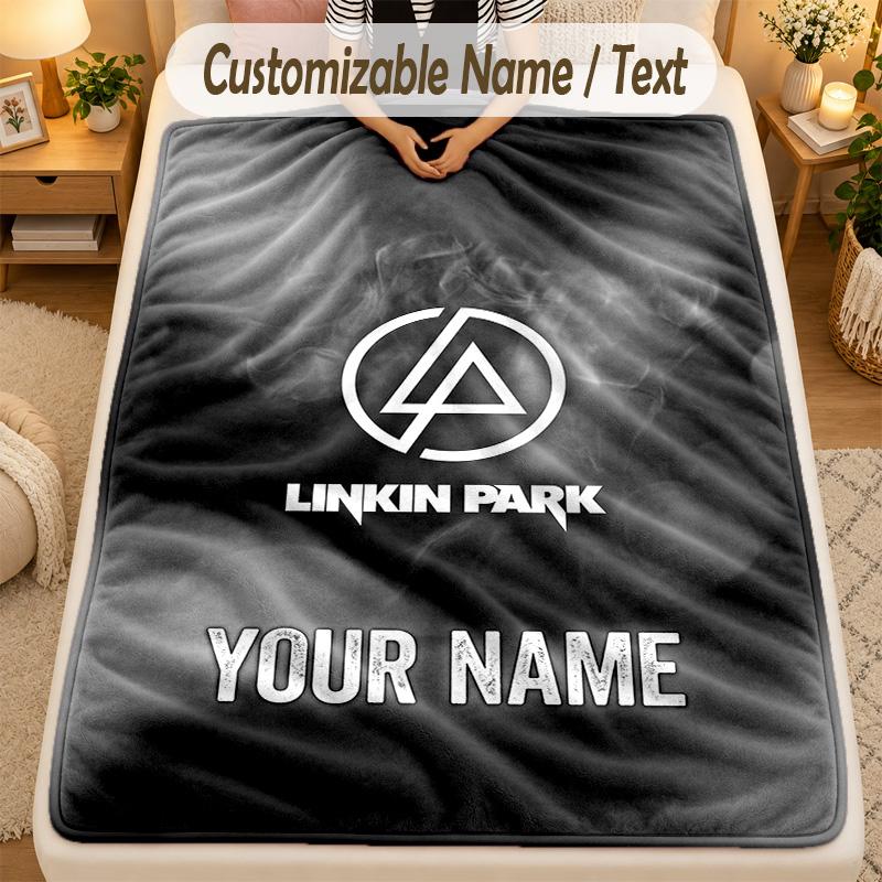 Flannel BlanketLinkin Park Custom Name Text Personalized Soft Warm Throw Blanket Home Decor Gift