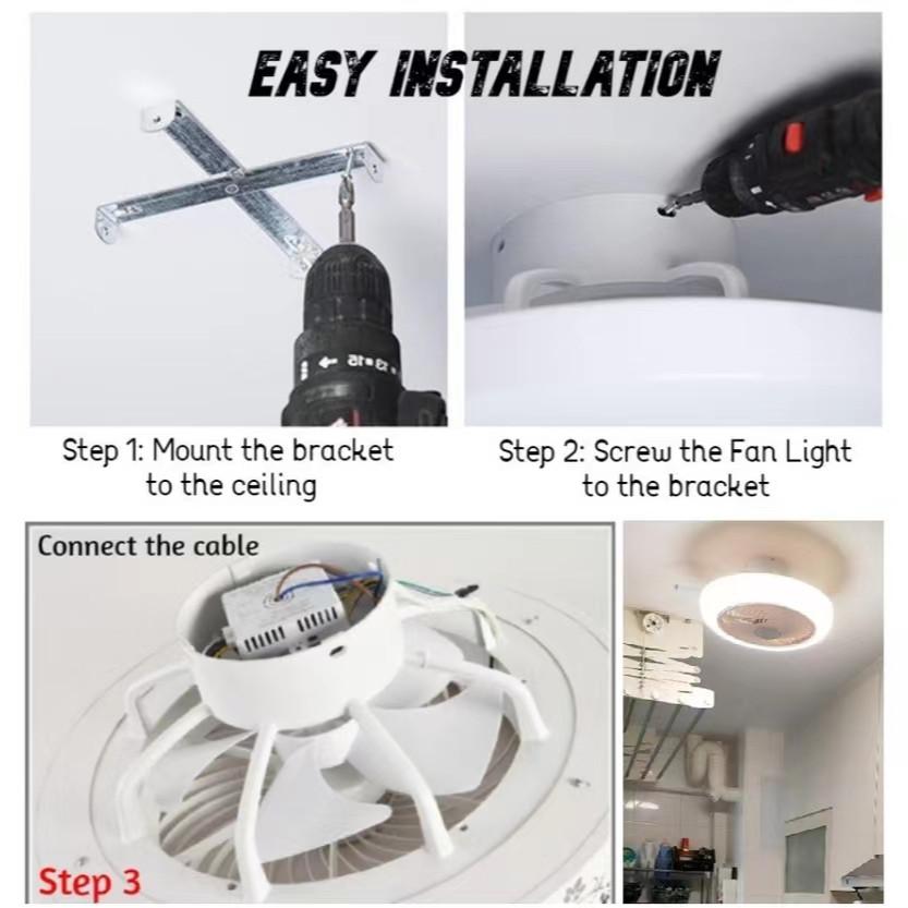 72W Electric Ceiling Fan Light Kitchen Toilet Ceiling Fan Lamp Bedroom Intelligent 6-speed Timed LED Ceiling Fan