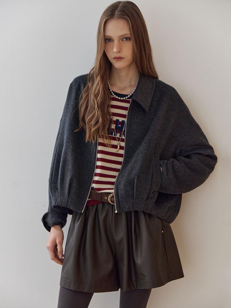 Maxza Shirt Collar Handmade Zip-Up Jacket