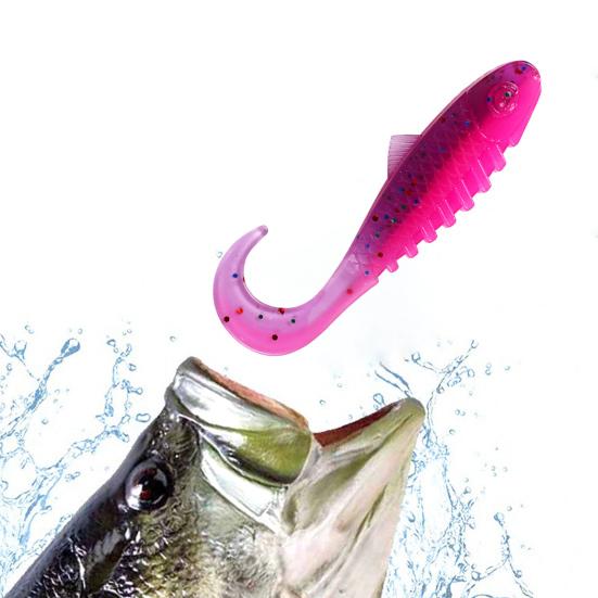15Pcs 5.5CM/2G Curly Tail Soft Fishing Bait with Glitter Colorful PVC Realistic Bionic Artificial Lure Saltwater Freshwater Fishing Accessories