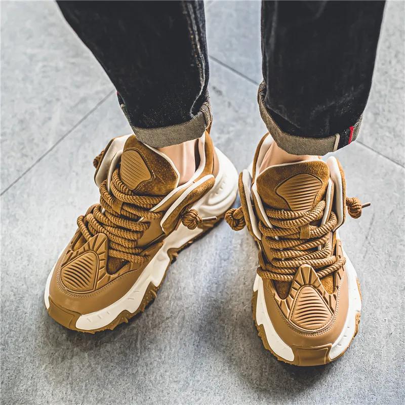 Vintage Bruna Herrars Vardagssneakers Vår och Höst Designer Chunky Sneakers Herrar Plattformsträningsskor Trendiga Street-skor Herr