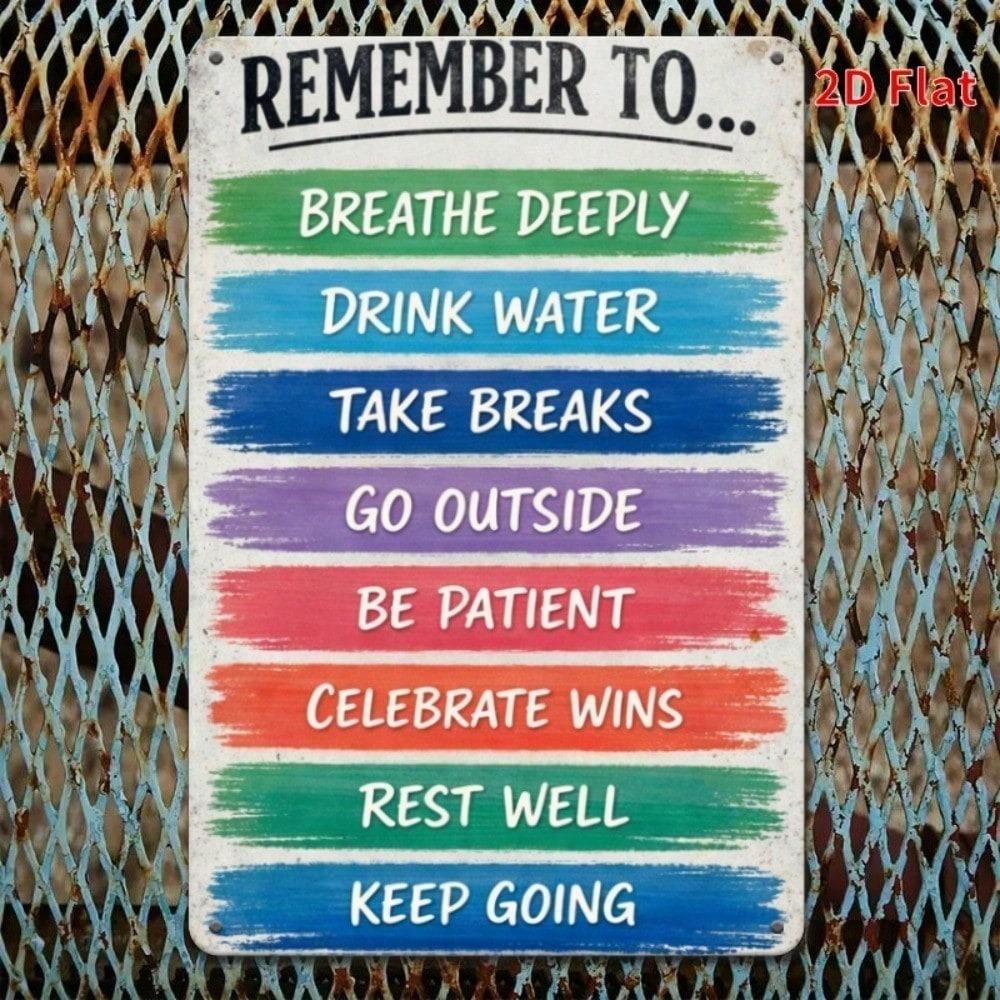Vintage Relax Metal Sign Mindfulness Wall Art Calming Plaque Home Bedroom Decor