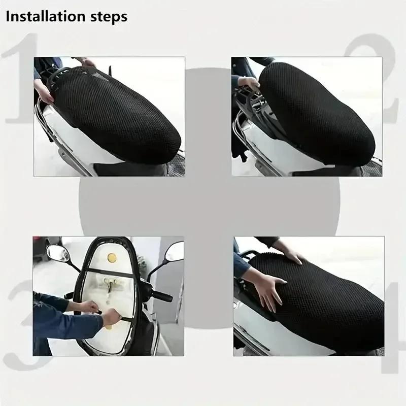Motorcycle Seat Cover - Thick Breathable Mesh with Sun Protection for Scooters & Motorcycles
