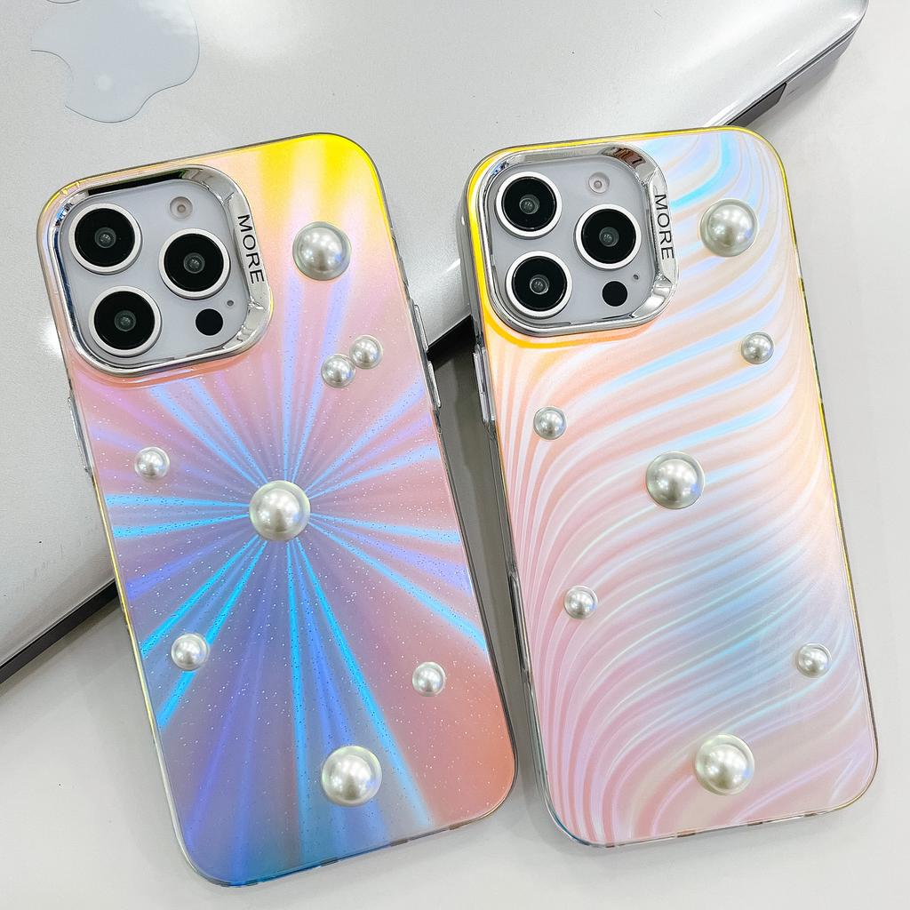 Electroplated Laser for IPhone16E Mobile Phone Case for Apple 15PROMAX Trendy Pearl 14 Protective Case