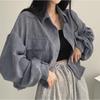 Women's Spring and Autumn Loose Retro Corduroy Jacket Solid Color Casual Comfortable Simple Top