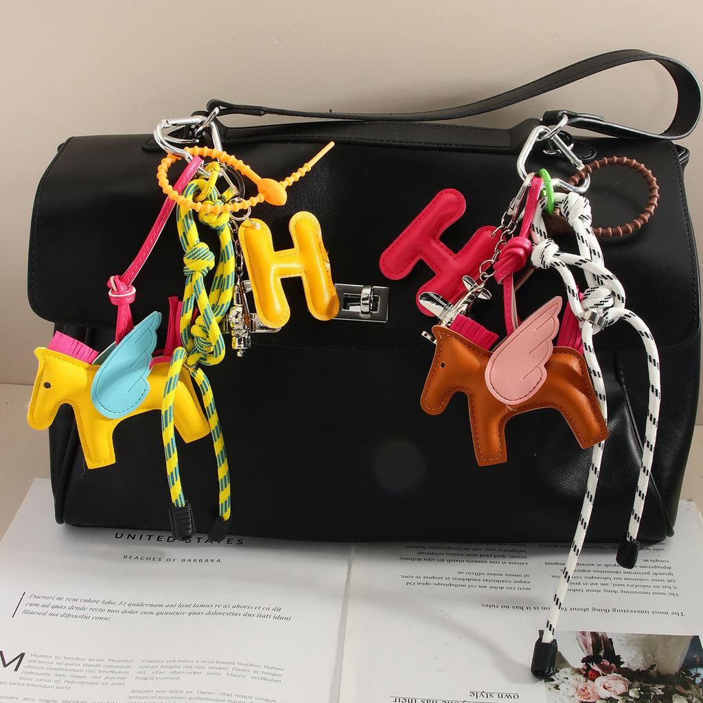 Miuxi H Pegasus Bag Charm Leather Keychain With Animal Design For Fashion Enthusiasts