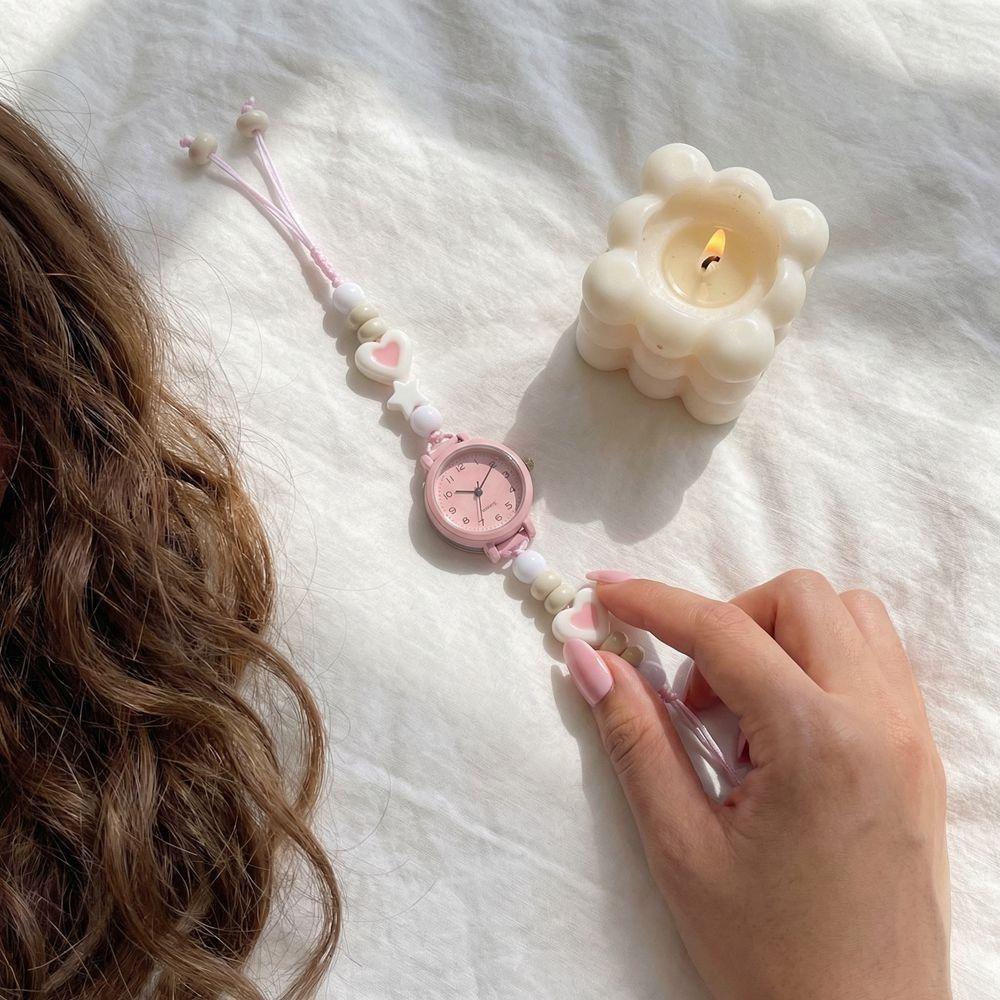 New Vintage Adjustable Beads Strap Watch Alloy Ethnic Quartz Bracelet Wristwatch Versatile Stylish Star Heart Bracelet Girls
