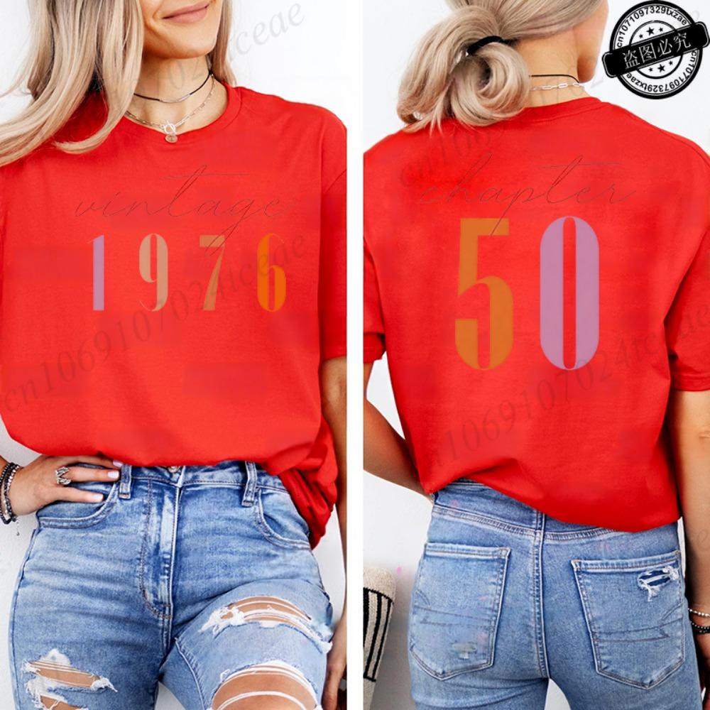 Modne damskie koszulki Odzież Vintage Koszulki Estetyczne na 50. Urodziny Klasyczne Koszulki z Graficznym Nadrukiem 50 Bday Codzienne Koszulki