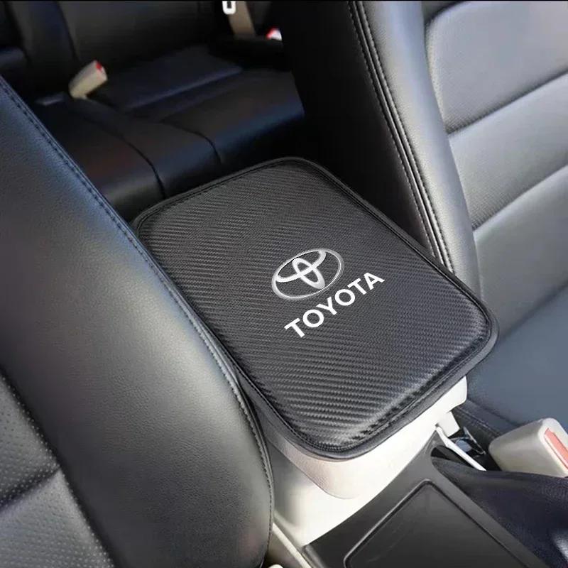 Koža z uhlíkových vlákien Podložka na konzolu do auta Kryt vankúša lakťovej opierky do auta pre Toyota TRD Reiz Corolla Chr Yaris Camry Logo RAV4 Levin