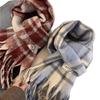 2025 Winter Red Plaid Scarf: Unisex Korean Style Blue & Black Neck Warmer