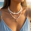 Bohemian Double Layer Imitation Pearl Necklace for Women Trendy Irregular Gravel Starfish Necklace Beach Holiday Jewelry