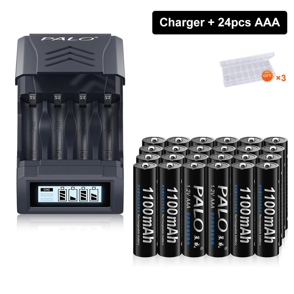 PALO 1.2V NI-MH AAA 1100mah Rechargeable battery AAA NIMH 3A Batteries With 4 Slots USB charger for 1.2V/1.5V AA AAA Battery