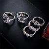 5PC Women Bohemian   Star Moon Wedding Lover Crystal Stack Rings Set