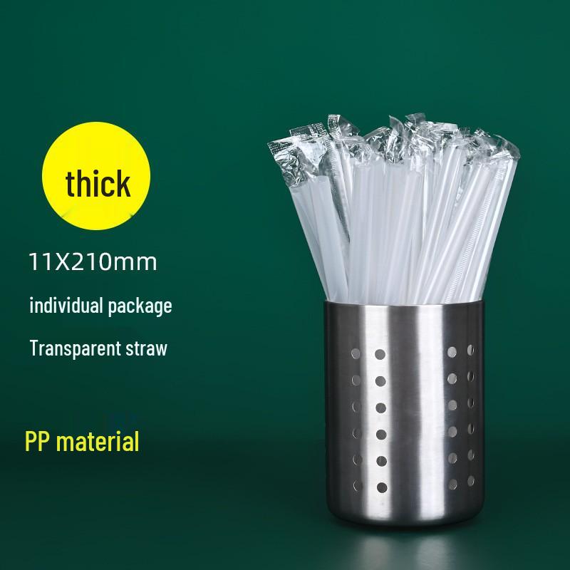 Disposable Transparent Thick PLA Pearl Milk Tea Straws with Independent Packaging