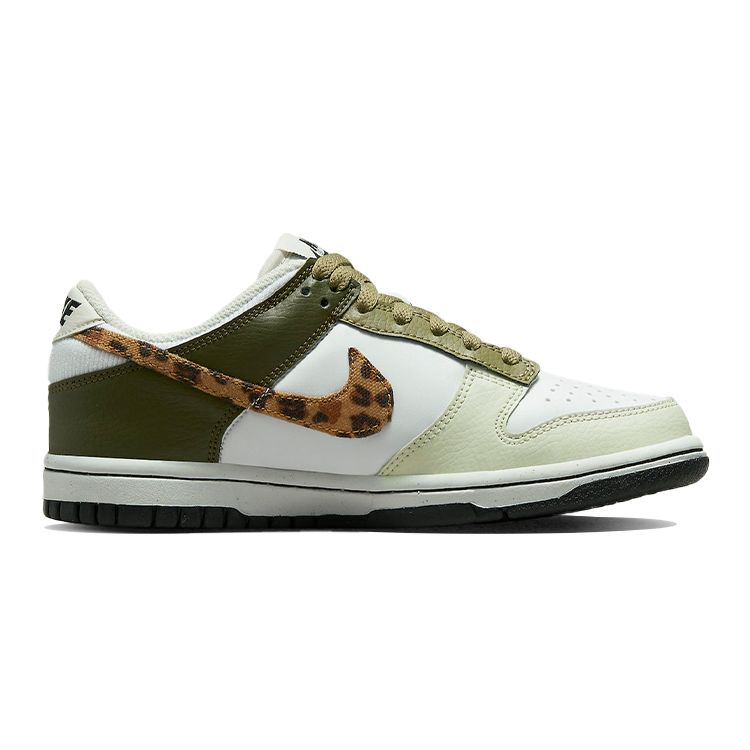 Nike Dunk Low GS Leopard Kids Sneakers White Coconut-Milk Rough-Green DX9282-100