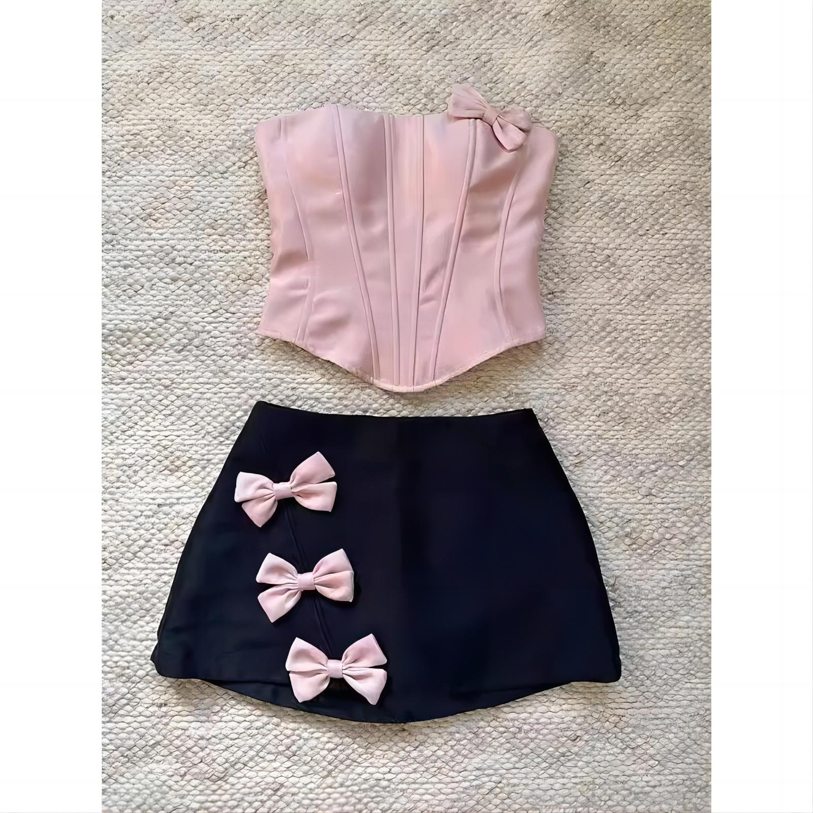 

Pink Summer Spicy Girl Bandeau Top & Skirt Set - Chic, Versatile Women s Clothing Trend XL (for 116-125 jin)