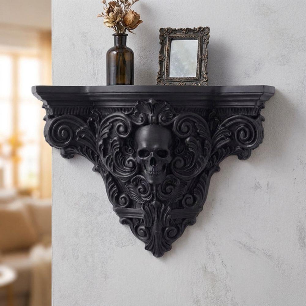3D Printing Carved Skull Storage Shelf Vintage Style Art Skull Wall Rack Bedroom