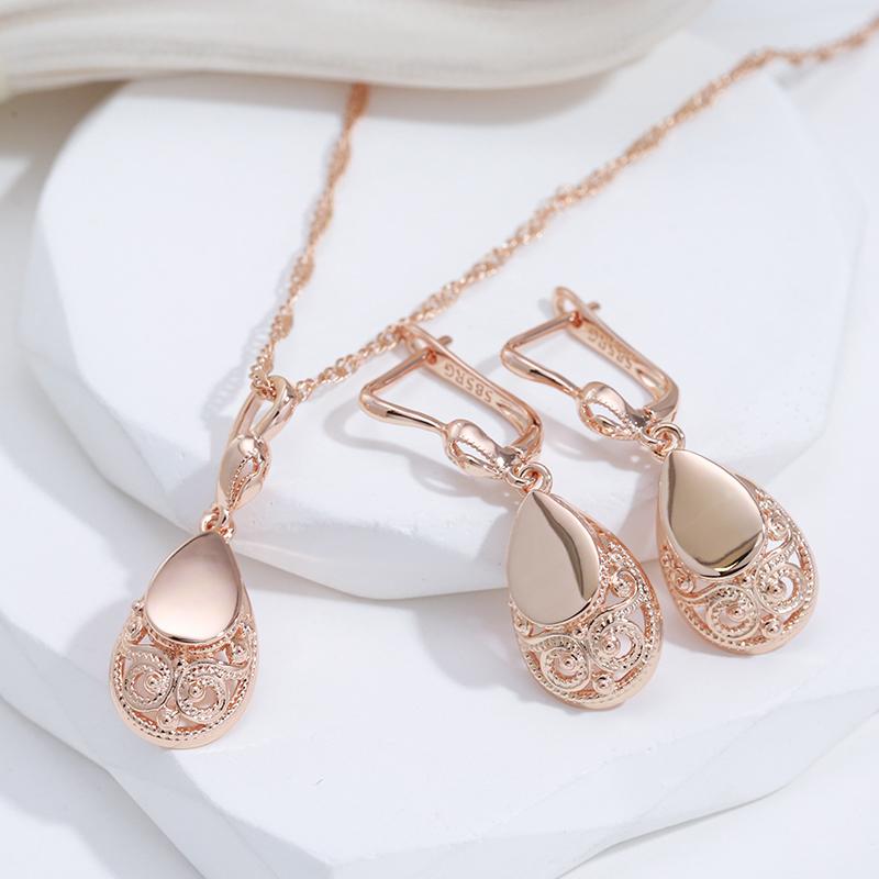 Kinel Rose Gold Pendant Earrings Women's Vintage Drop Earrings