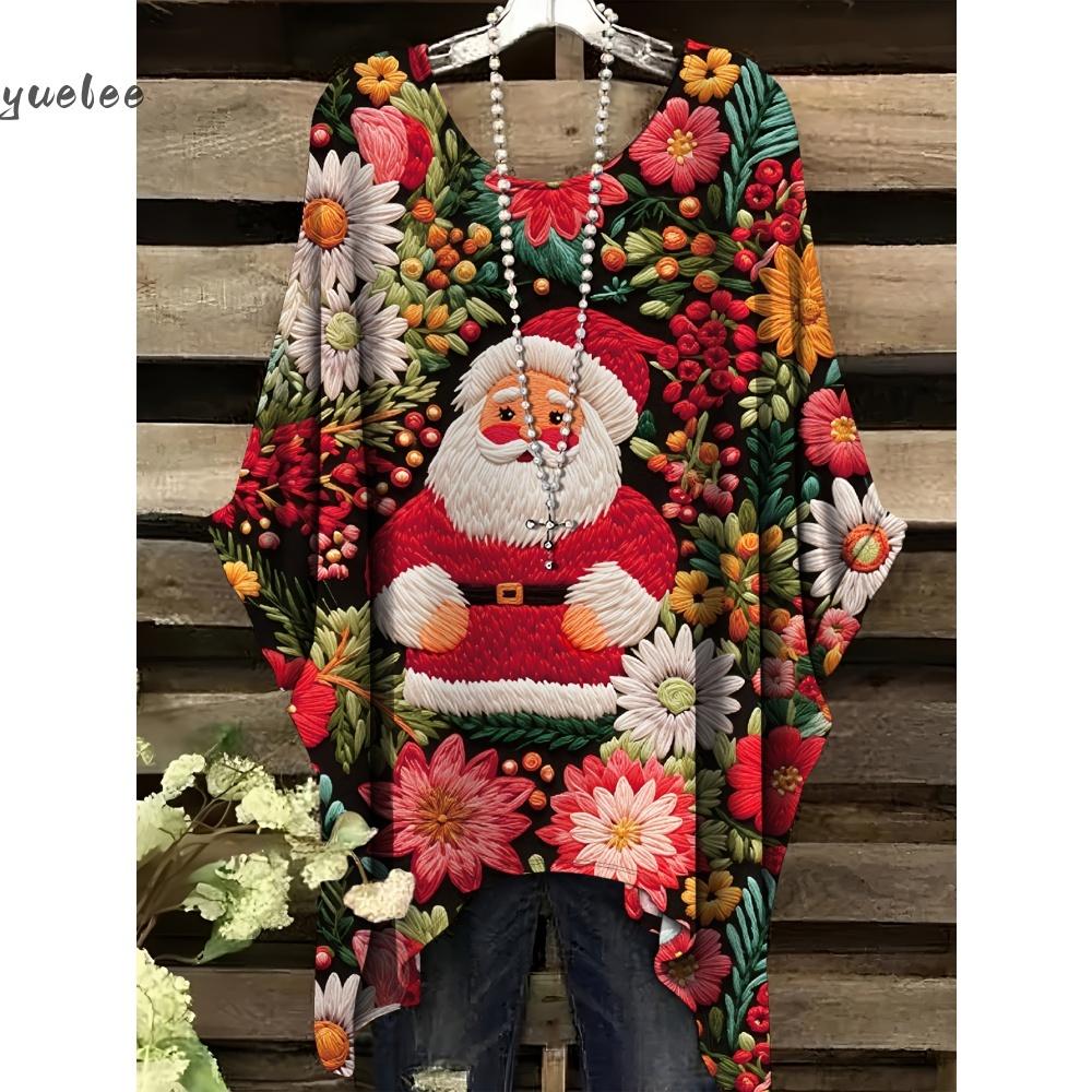 

Christmas Snowman 3D Print Sweatshirts Women Fashion Casual Streetwear Round-Neck Asymmetric Hemp Pullovers Tops Woman Clothing 5XL