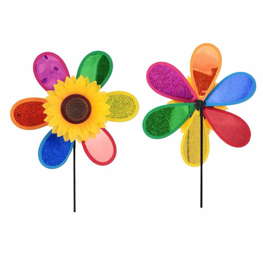 1PCS Sunflower Windmill Pinwheel Colourful Sequins Foldable Windmill For Home Garden Decoration Sunflower Windmill