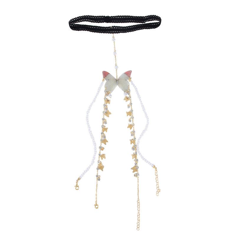 Sexy Butterfly Tassels Thigh Chain Adjustable Length Lace Leg Chain With Fringes Accent Unique Body Jewelry for Women Girls