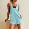 Women's Sleeveless V Neck Short Jumpsuit Loose Wide Leg Casual Overall Romper With Pockets