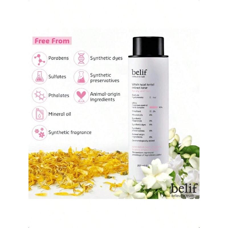 belif Witch Hazel Extract Toner,200ml,Botanical Facial Toner Hydrates Dry & Dull Skin,Apothecary Herbs Soothe And Balance